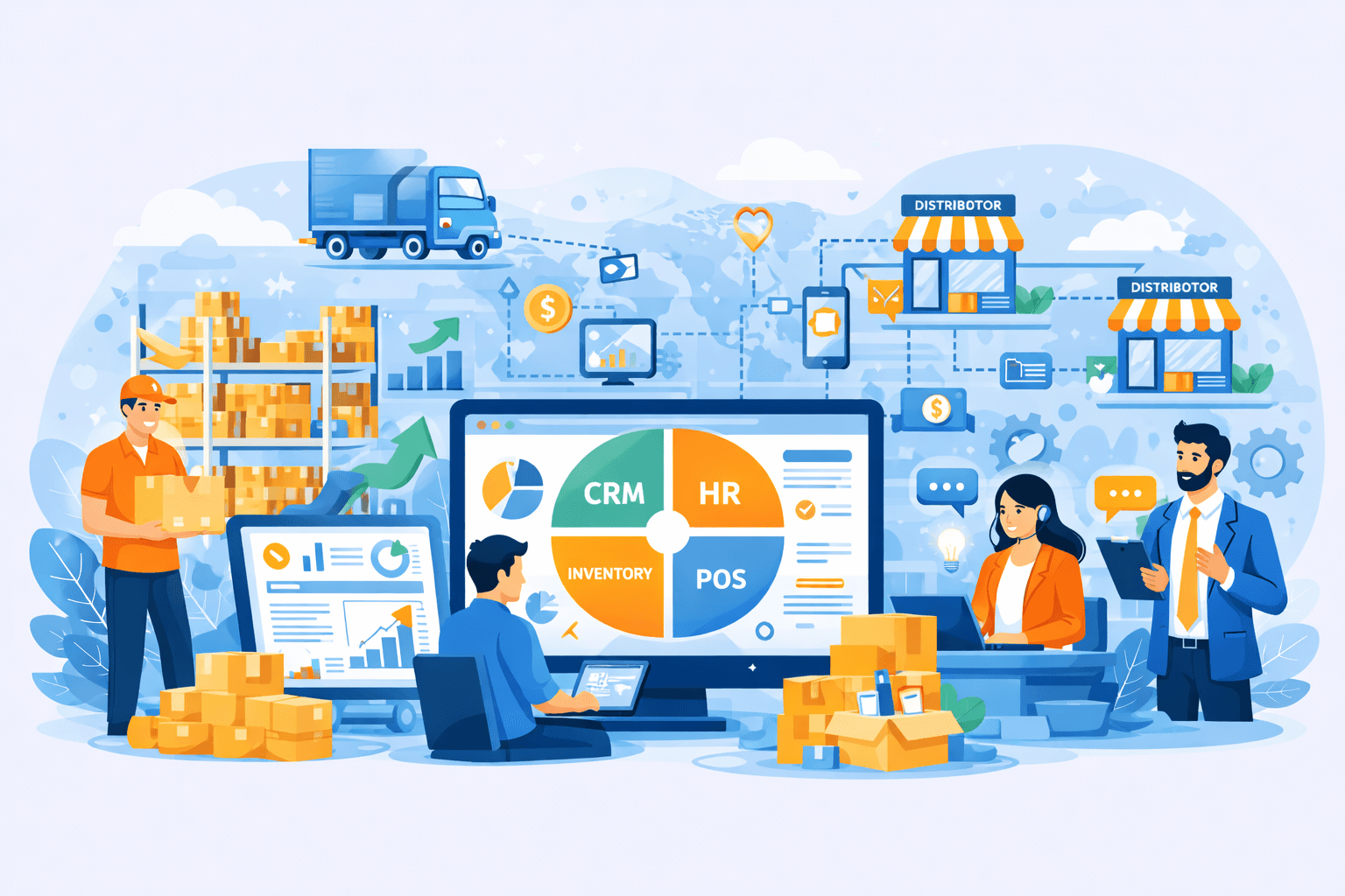 ERP cho doanh nghiệp phân phối: cần gì ngoài kho và bán hàng?